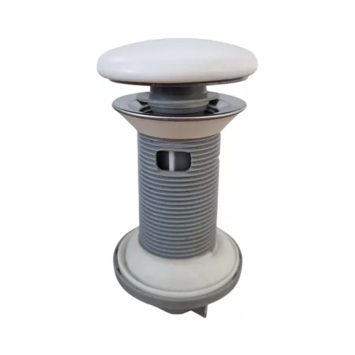 Klikk - klakk leeresztő - MATT FEHÉR - porcelán - túlfolyós mosdókagylóhoz - 5/4" - Ø 73 mm