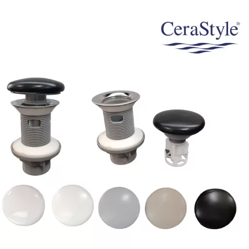 Klikk - klakk leeresztő - MATT FEHÉR - porcelán - túlfolyós mosdókagylóhoz - 5/4" - Ø 73 mm