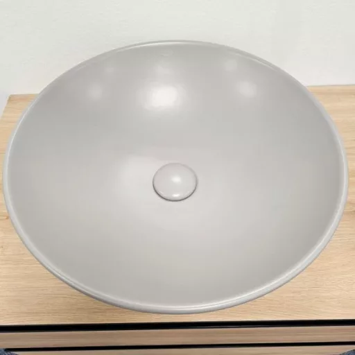 Klikk - klakk leeresztő - MATT SZÜRKE - porcelán - túlfolyós mosdókagylóhoz - 5/4" - Ø 73 mm