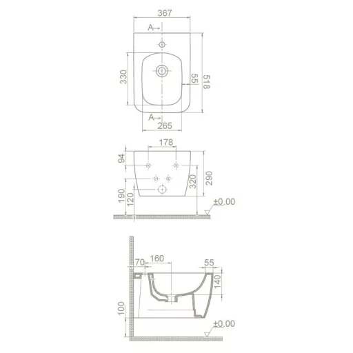 CeraStyle HERA fali BIDÉ