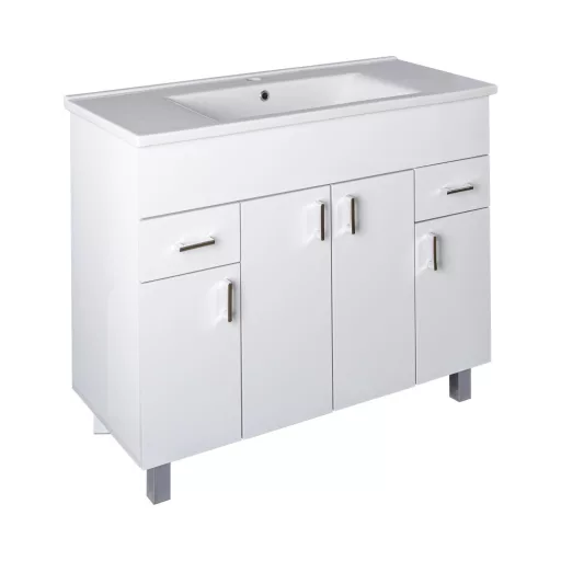 VivaStyle EKONOMIK PLUS 100 lábon álló fürdőszobabútor Sanovit SOFT 13100 mosdóval - 100 x 45,5 cm