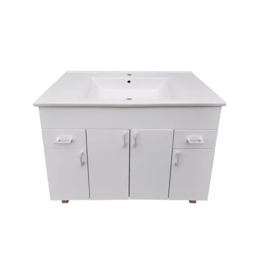 VivaStyle EKONOMIK PLUS 100 lábon álló fürdőszobabútor Sanovit SOFT 13100 mosdóval - 100 x 45,5 cm