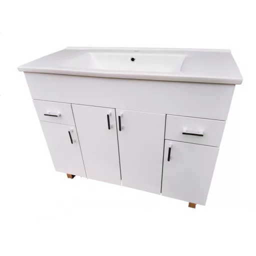 VivaStyle EKONOMIK PLUS 100 lábon álló fürdőszobabútor Sanovit SOFT 13100 mosdóval - 100 x 45,5 cm