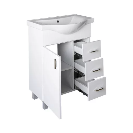 VivaStyle BIANKA 65 lábon álló fürdőszobabútor 3 fiókos Sanovit ALBATROS10065 mosdóval 64,5x46,5cm
