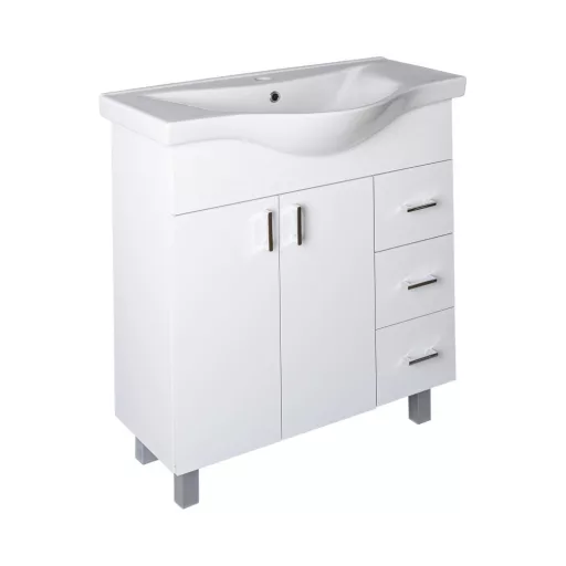 VivaStyle BIANKA 80 lábon álló fürdőszobabútor 3 fiókos Sanovit ALBATROS 10080 mosdóval 80 x 46 cm