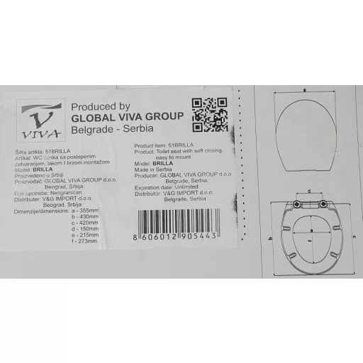 Viva BRILLA D-NORMAL WC ülőke - duroplast - lecsapódásgátlós - könnyen levehető klikk rendszer