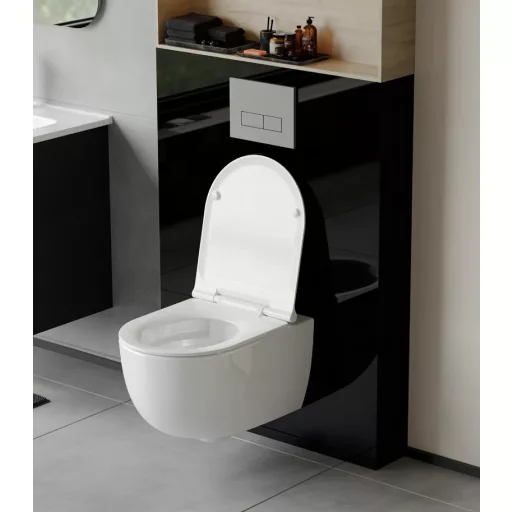 Eros ES BELLA SLIM fali WC - perem nélküli - WC ülőkével - VORTEX örvényöblítéssel - 49 cm