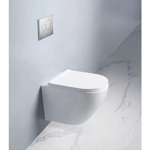 Eros ES BELLA SLIM fali WC - perem nélküli - WC ülőkével - VORTEX örvényöblítéssel - 49 cm