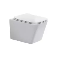   Eros ES QUADRO fali wc - ülőkével komplett - perem nélküli öblítés - 49,5 cm