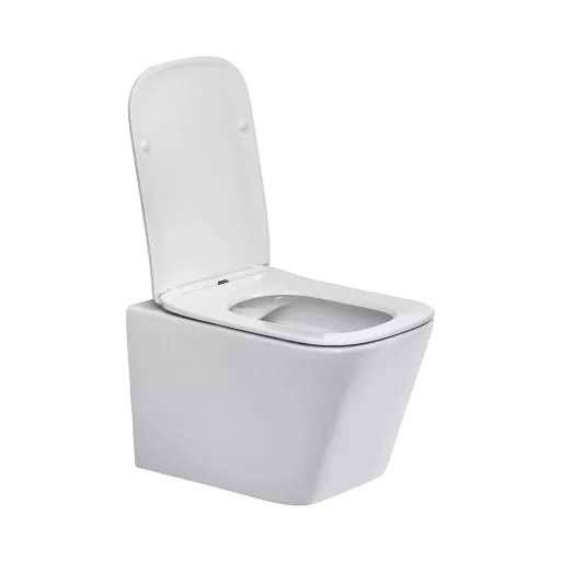 Eros ES QUADRO fali wc - ülőkével komplett - perem nélküli öblítés - 49,5 cm
