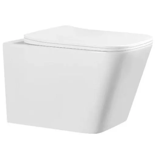 Eros ES QUADRO fali wc - ülőkével komplett - perem nélküli öblítés - 49,5 cm