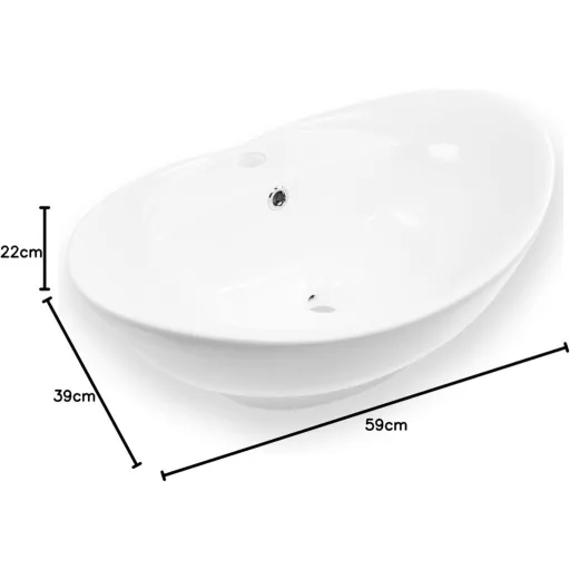 Eros GONDOLA - PULTRA ültethető - Top Counter - porcelán mosdó - 59 x 39 x 21 cm