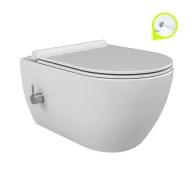   CeraStyle CITY fali WC - MATT FEHÉR- BEÉPÍTETT bidé funkcióval -rimless -perem nélküli