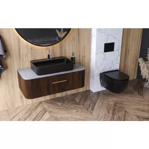 CeraStyle CITY fali WC - MATT FEKETE - BEÉPÍTETT bidé funkcióval - perem nélküli