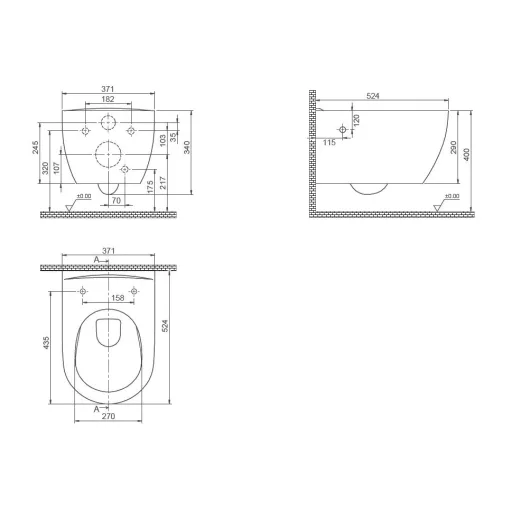 CeraStyle CITY fali WC - MATT BÉZS - BEÉPÍTETT bidé funkcióval - perem nélküli