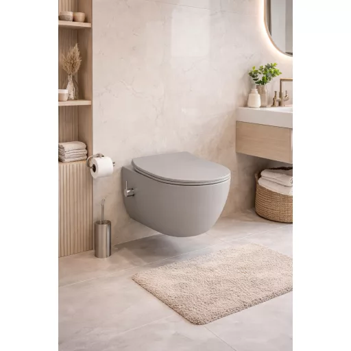 CeraStyle CITY fali WC - MATT SZÜRKE - BEÉPÍTETT bidé funkcióval - perem nélküli