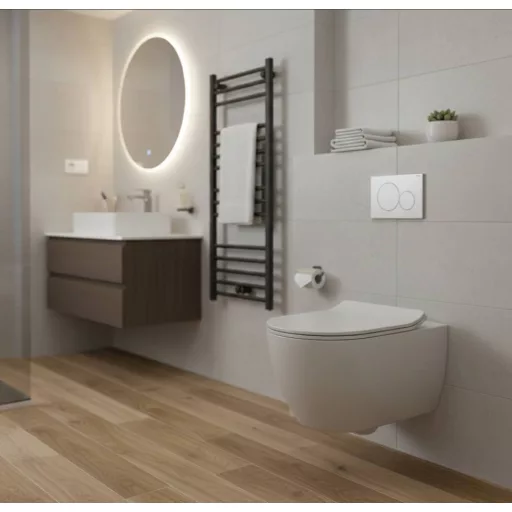 CeraStyle CITY fali WC - MATT SZÜRKE - BEÉPÍTETT bidé funkcióval - perem nélküli