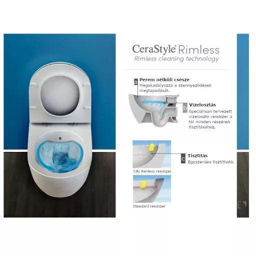 CeraStyle CITY fali WC - MATT SZÜRKE - rimless - perem nélküli - rejtett szerelésű