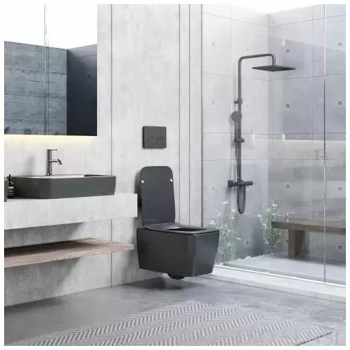 CeraStyle HERA fali WC - MATT FEKETE - rimless - perem nélküli - rejtett szerelésű