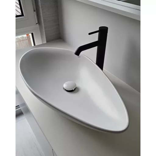 CeraStyle OLIVE - PULTRA ültethető - Top Counter - porcelán mosdó - MATT FEHÉR - 60 x 35 cm