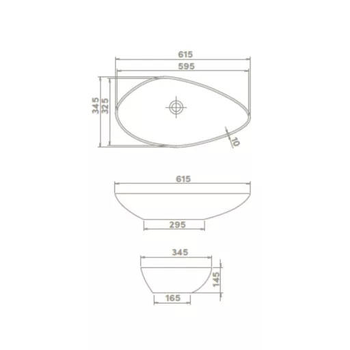 CeraStyle OLIVE - PULTRA ültethető - Top Counter - porcelán mosdó - MATT FEHÉR - 60 x 35 cm