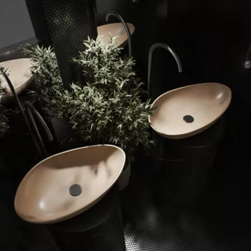 CeraStyle OLIVE - PULTRA ültethető - Top Counter - porcelán mosdó - MATT BÉZS - 60 x 35 cm