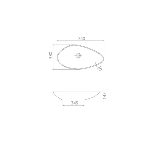 CeraStyle OLIVE - PULTRA ültethető - Top Counter - porcelán mosdó - MATT BÉZS - 75 x 38 cm