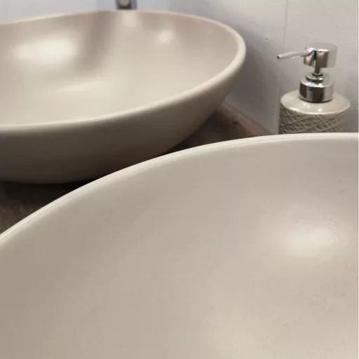 CeraStyle ZERO - PULTRA ültethető - Top Counter - porcelán mosdó - O - MATT BÉZS - Ø 46 cm