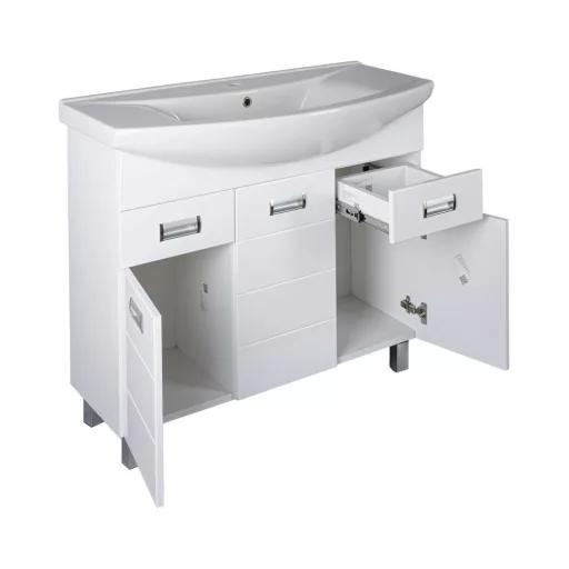 Viva SZQUARE 100 lábon álló fürdőszobabútor Sanovit ZENON 6095 porcelán mosdóval 97 x 51 cm