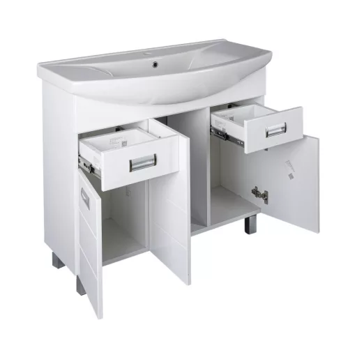 Viva SZQUARE 100 lábon álló fürdőszobabútor Sanovit ZENON 6095 porcelán mosdóval 97 x 51 cm