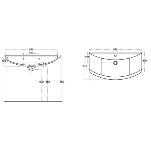 Viva SZQUARE 100 lábon álló fürdőszobabútor Sanovit ZENON 6095 porcelán mosdóval 97 x 51 cm