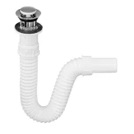   TEXO KLIKK- KLAKK króm sr. mosdószifon flexibilis cső, túlfoly. leeresztő - Ø 5/4" x 0,5 m x Ø 40 mm