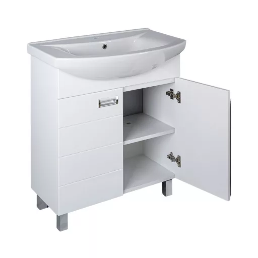 Viva SZQUARE 65 lábon álló fürdőszobabútor Sanovit ZENON 6065 porcelán mosdóval 65 x 47 cm