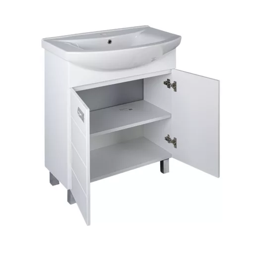 Viva SZQUARE 65 lábon álló fürdőszobabútor Sanovit ZENON 6065 porcelán mosdóval 65 x 47 cm