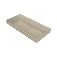   CeraStyle SHARP - MATT BÉZS - porcelán mosdókagyló - DUPLA csaplyukas - 100 x 48 cm