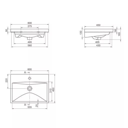 CeraStyle ELITE - porcelán mosdókagyló - 60 x 45 cm