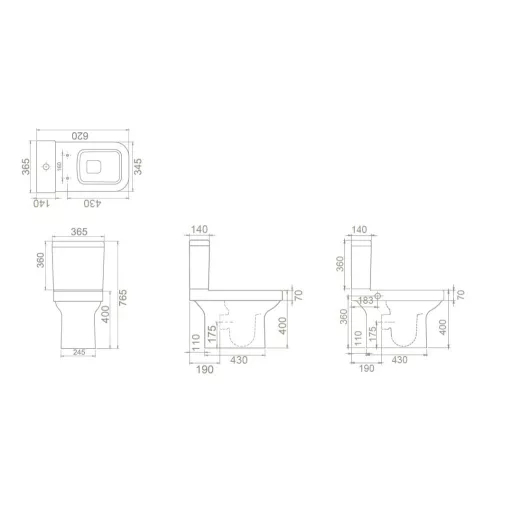 CeraStyle NOURA monoblokk WC - BEÉPÍTETT bidé funkcióval - NEM FALIG érő talppal